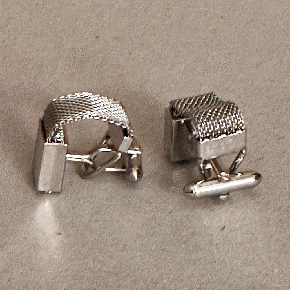 Silvertone Mesh Wrap Around Squared Starburst Cuf… - image 5